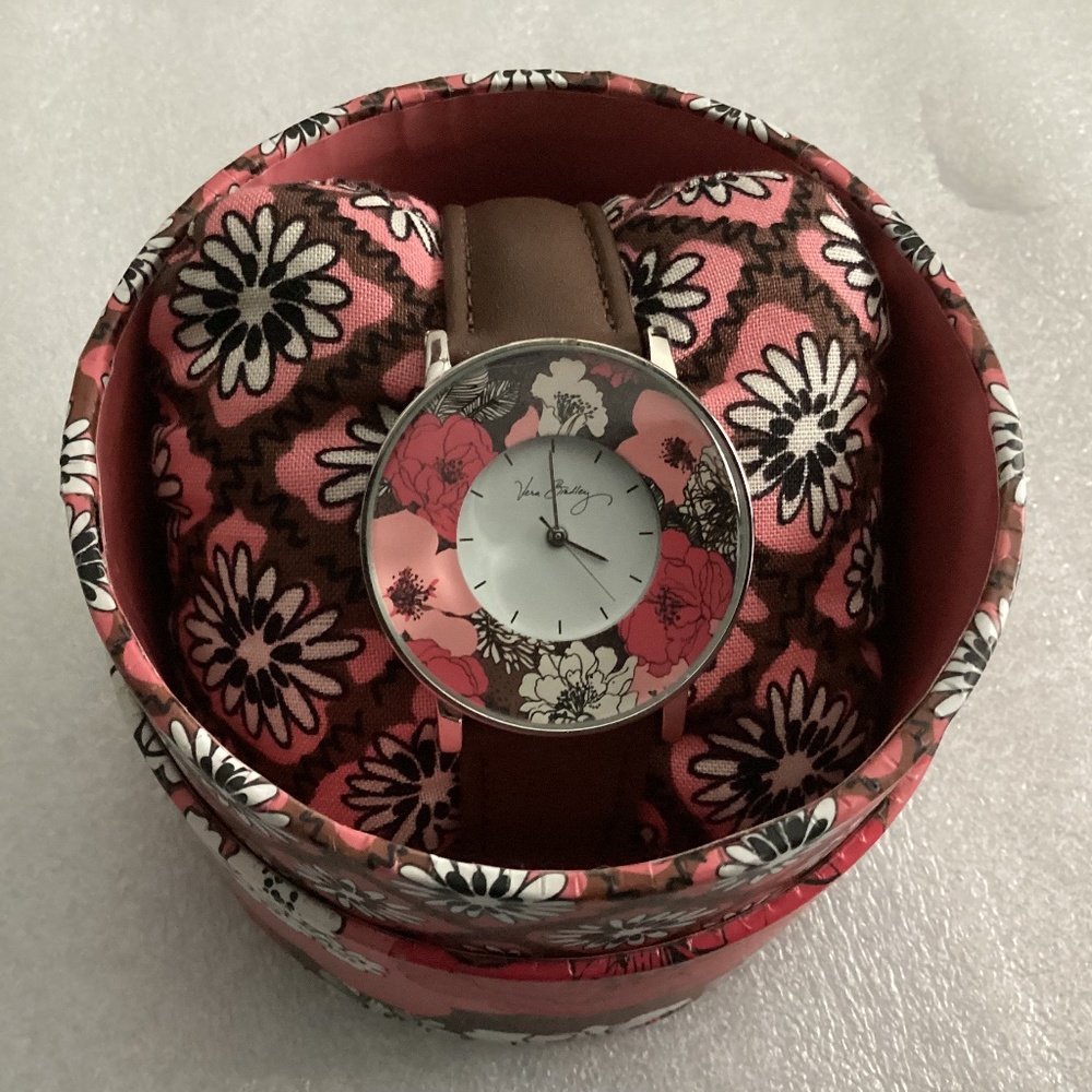 Vera Bradley Women’s Watch with Brown Genuine Leather Band
